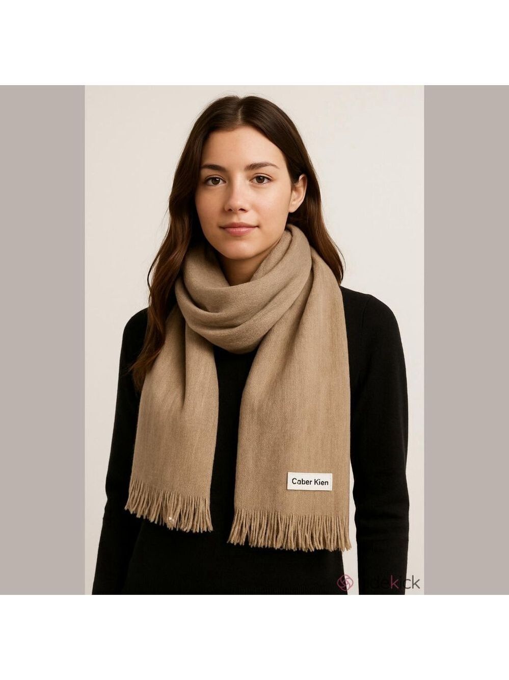 Calvin Klein Beige Fringed Scarf One Size